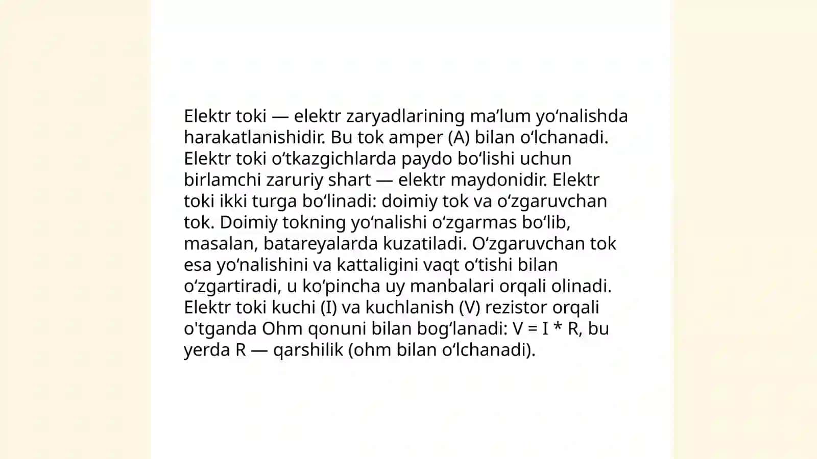 Elektr toki haqida tushuncha 4