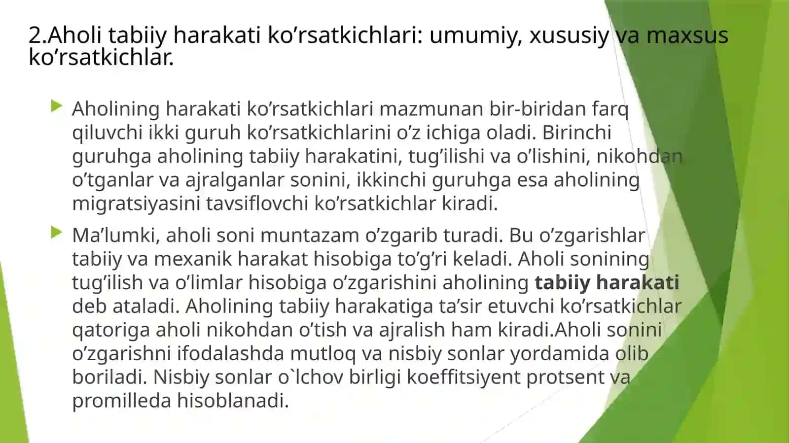 17AHOLI HARAKATINING STATISTIK KO’RSATKICHLARI.REJA 4