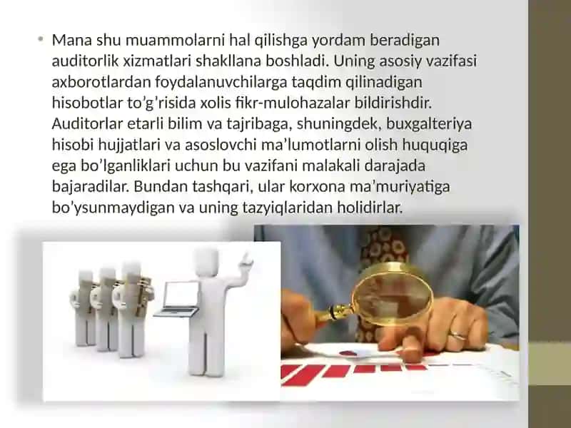 Auditning paydo bo'lishi va rivojlanishi 4