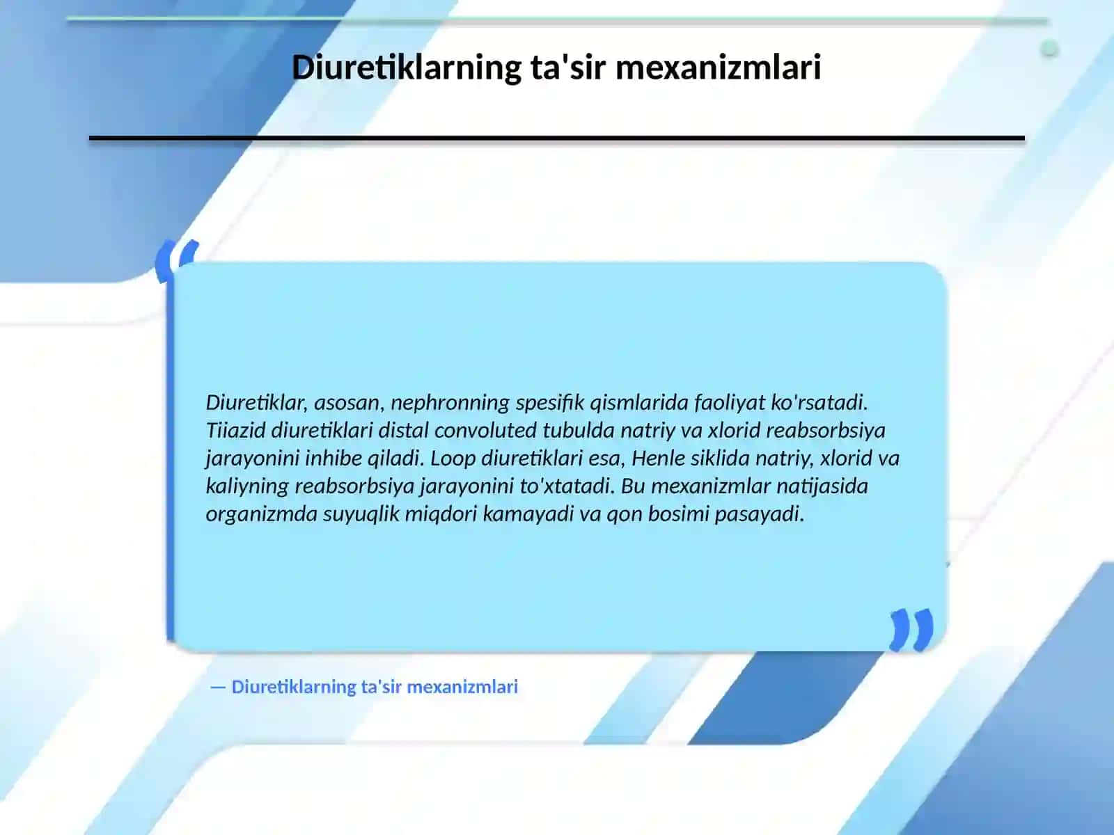 Diuretik dori vositalarini klinik farmakologiyasi 4
