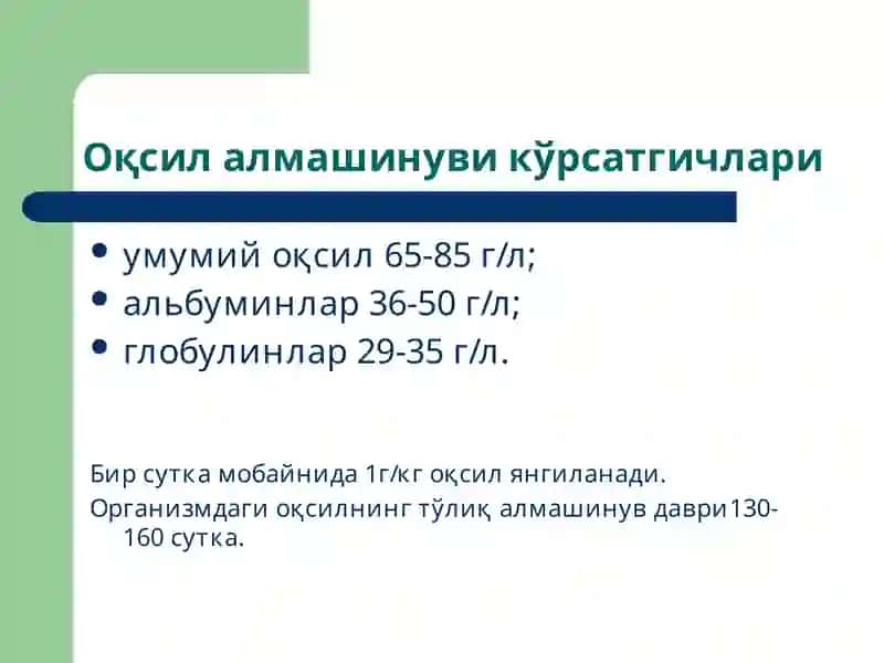 Оқсил алмашинуви патофизиологияси 4