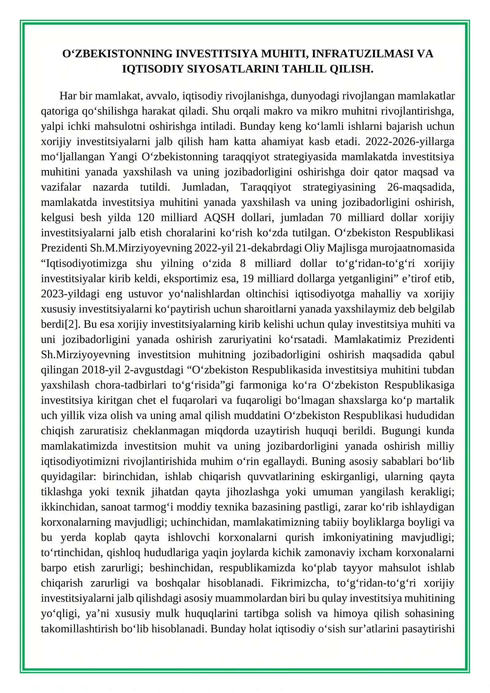 O`zbekistonga kirtilayotgan investitsiyalar 4