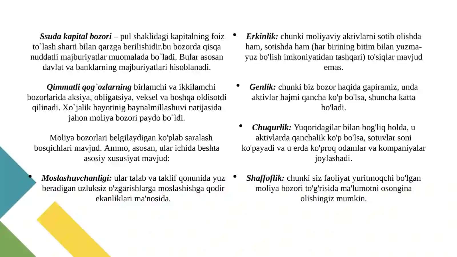 Moliya bozorlari va foiz stavkalari 4