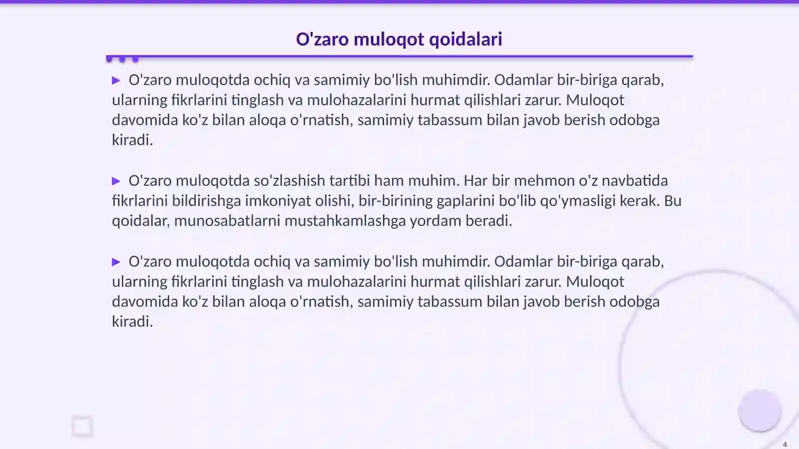 Stol atrofidagi odob-qoidalar 4
