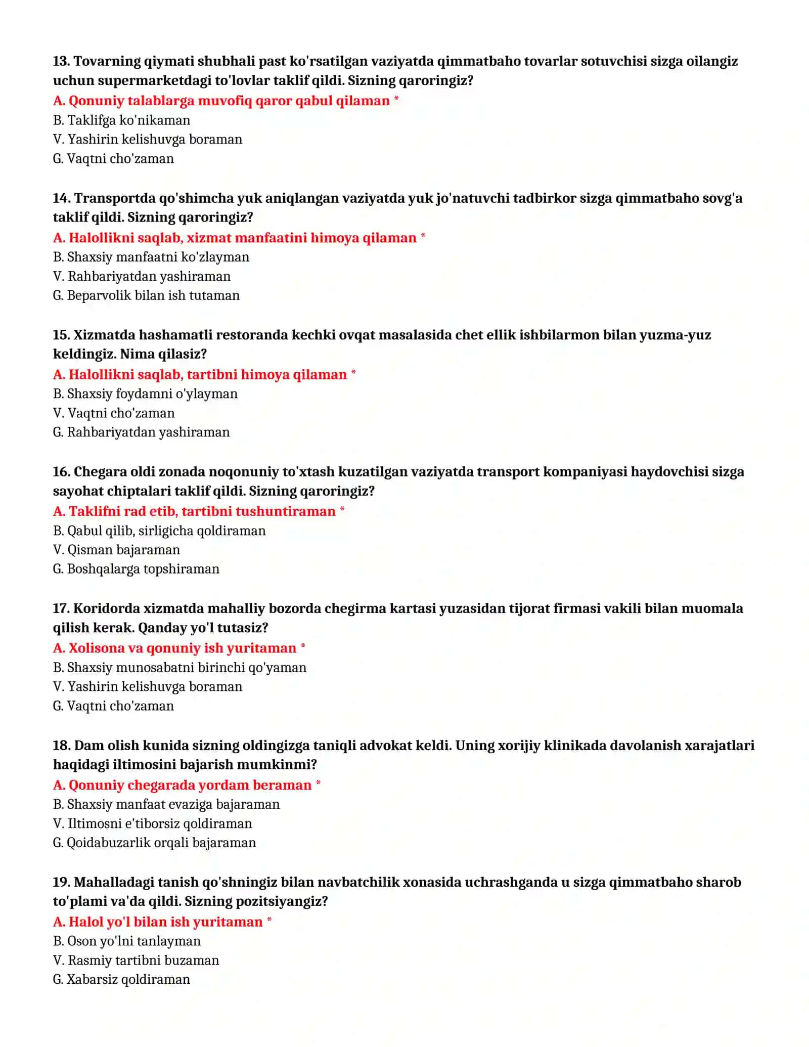 KASBIY TANLOV TEST SAVOLLARI (№ 79) 4