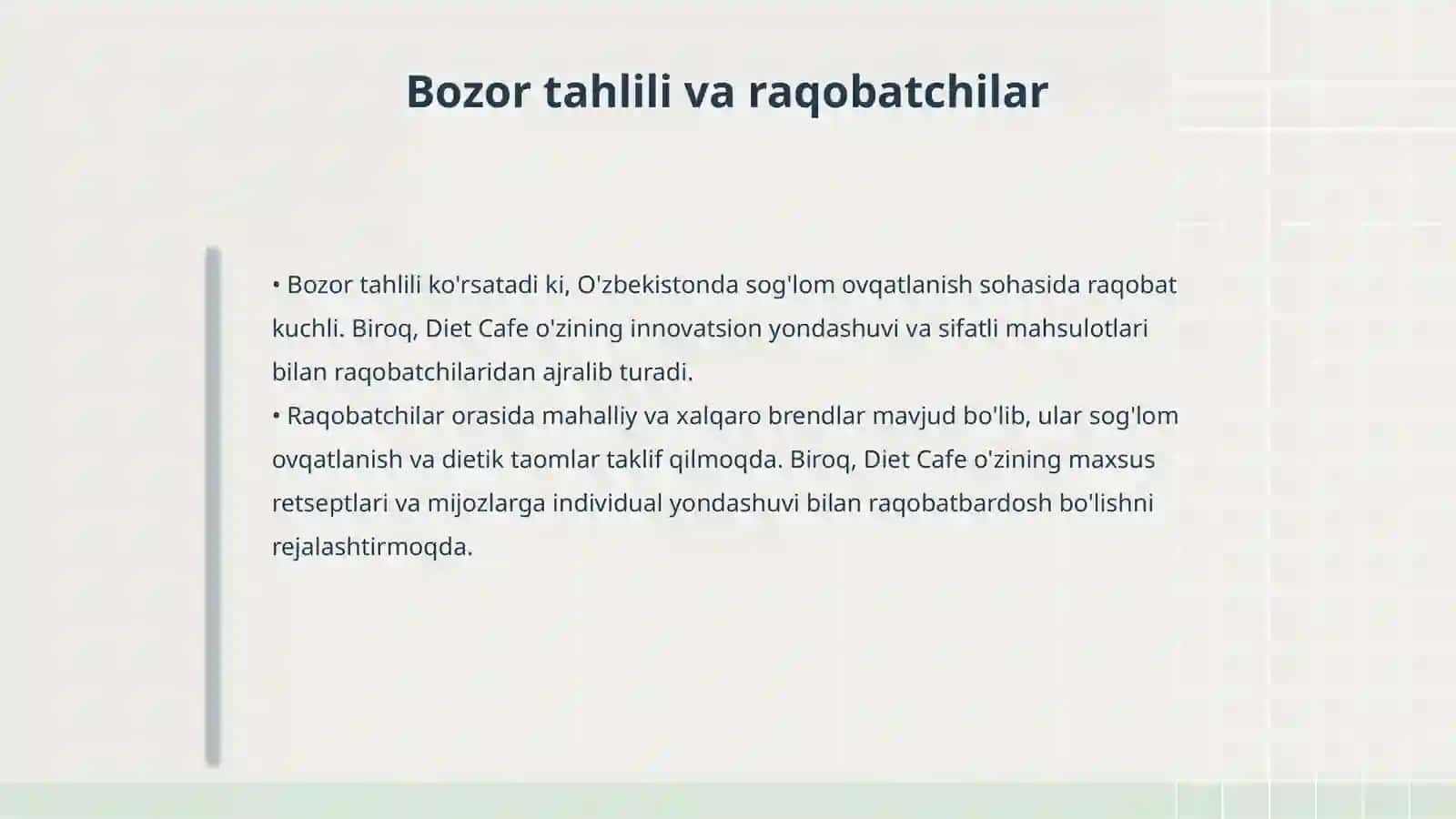 Diet Cafe ochish biznes loyihasi 4