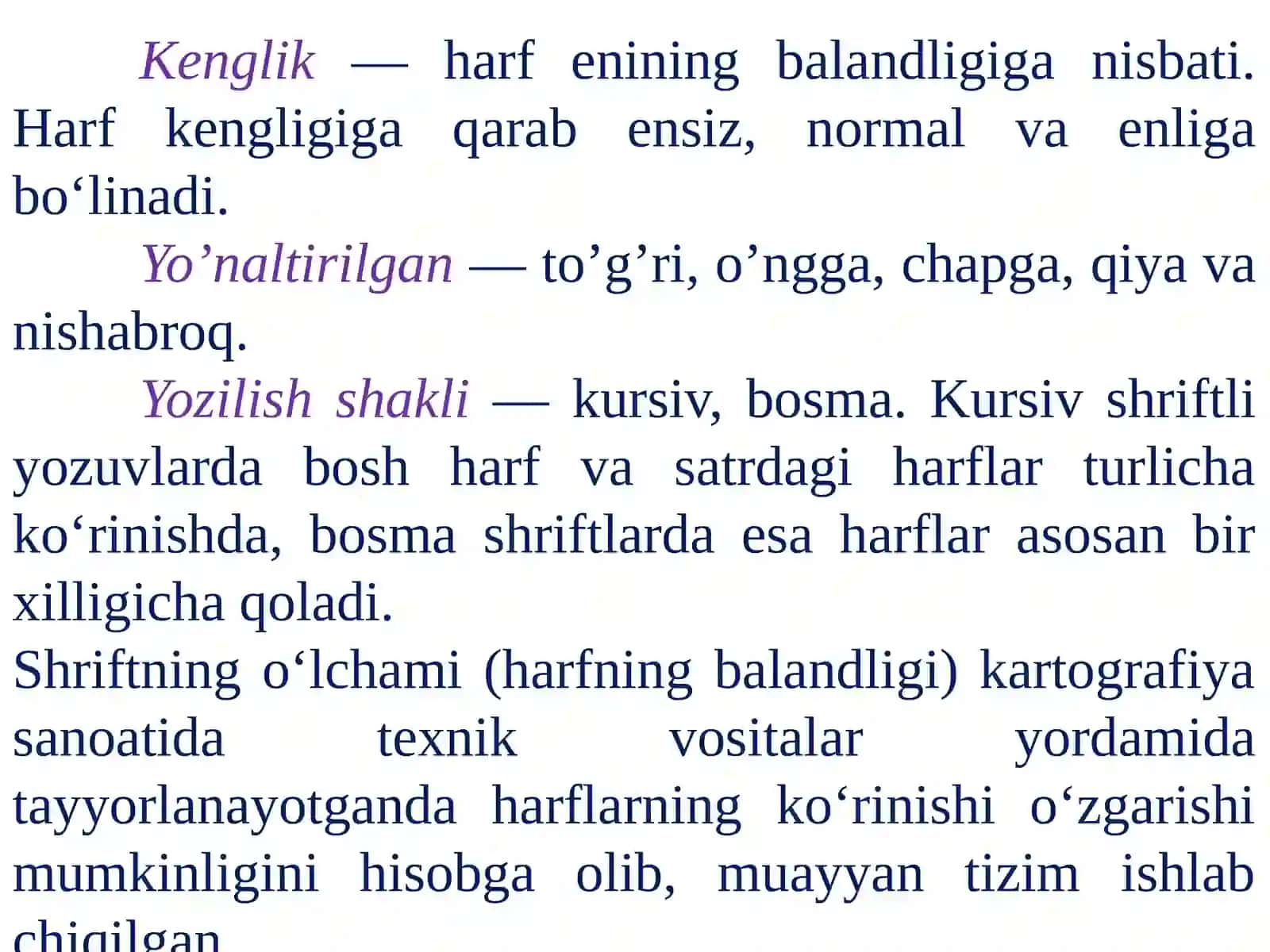 Shriftlar. Kartadagi yozuvlarni taxrirlash 4