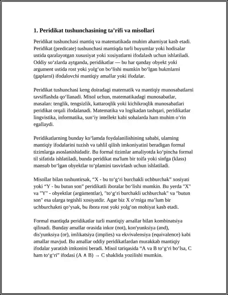 PERIDIKAT TUSHUNCHASI PERIDIKATLAR USTIDA MANTIQIY AMMALLAR 4
