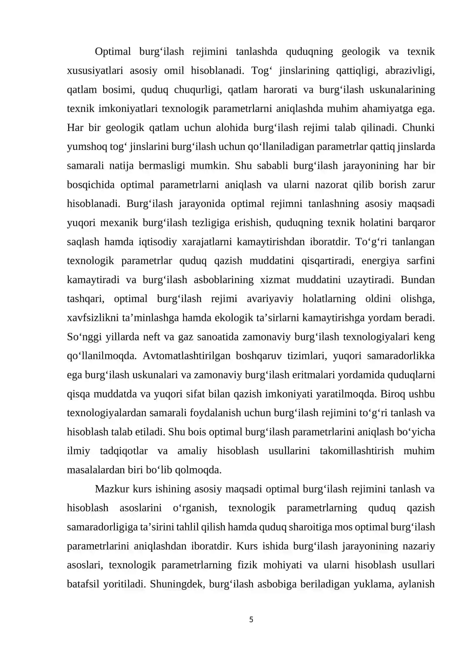 OPTIMAL BURG‘ILASH REJIMINI TANLASH VA HISOBLASH ASOSLARI. 4