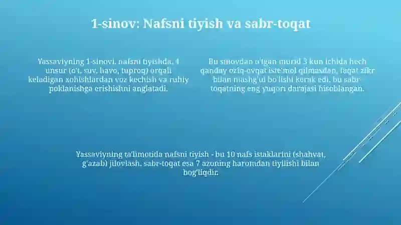 Yassaviy sinovlari 4