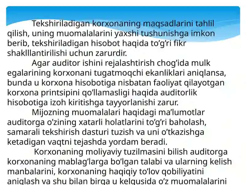 Auditorlik tekshiruvi vaqti dateri o'rganish 4