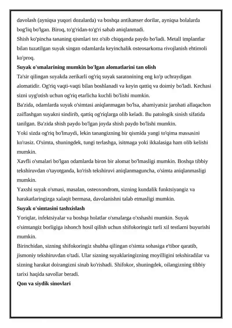 Xavfli suyak o'smalari 4