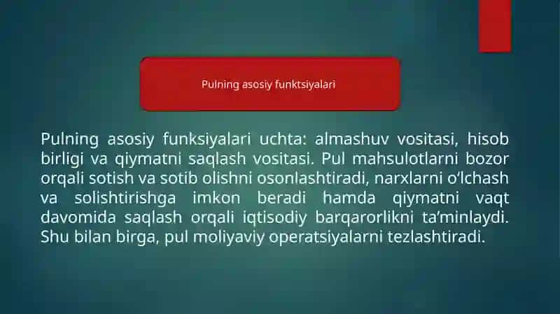 Pulning mohiyati va funksiyalari 4