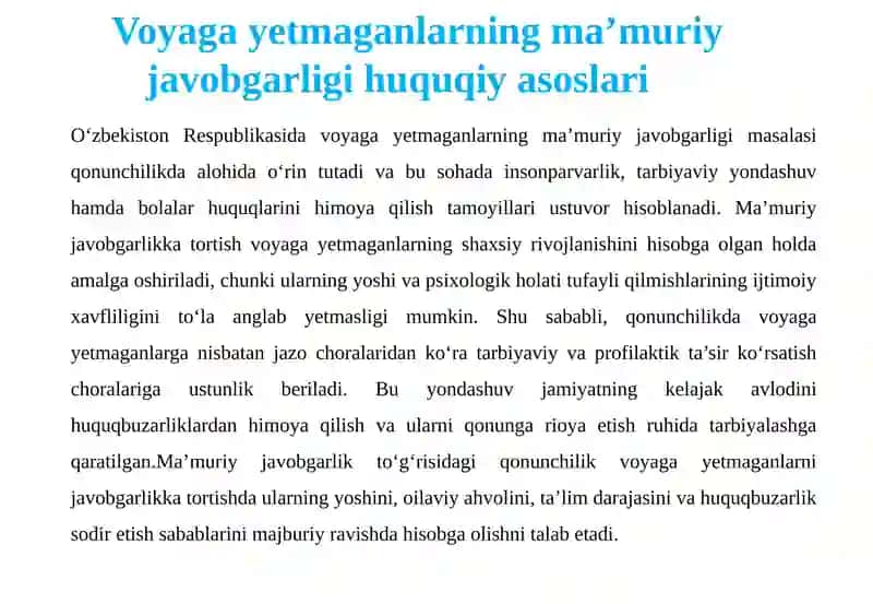 VOYAGA YETMAGANLARNING MA’MURIY JAVOBGARLIGI 4