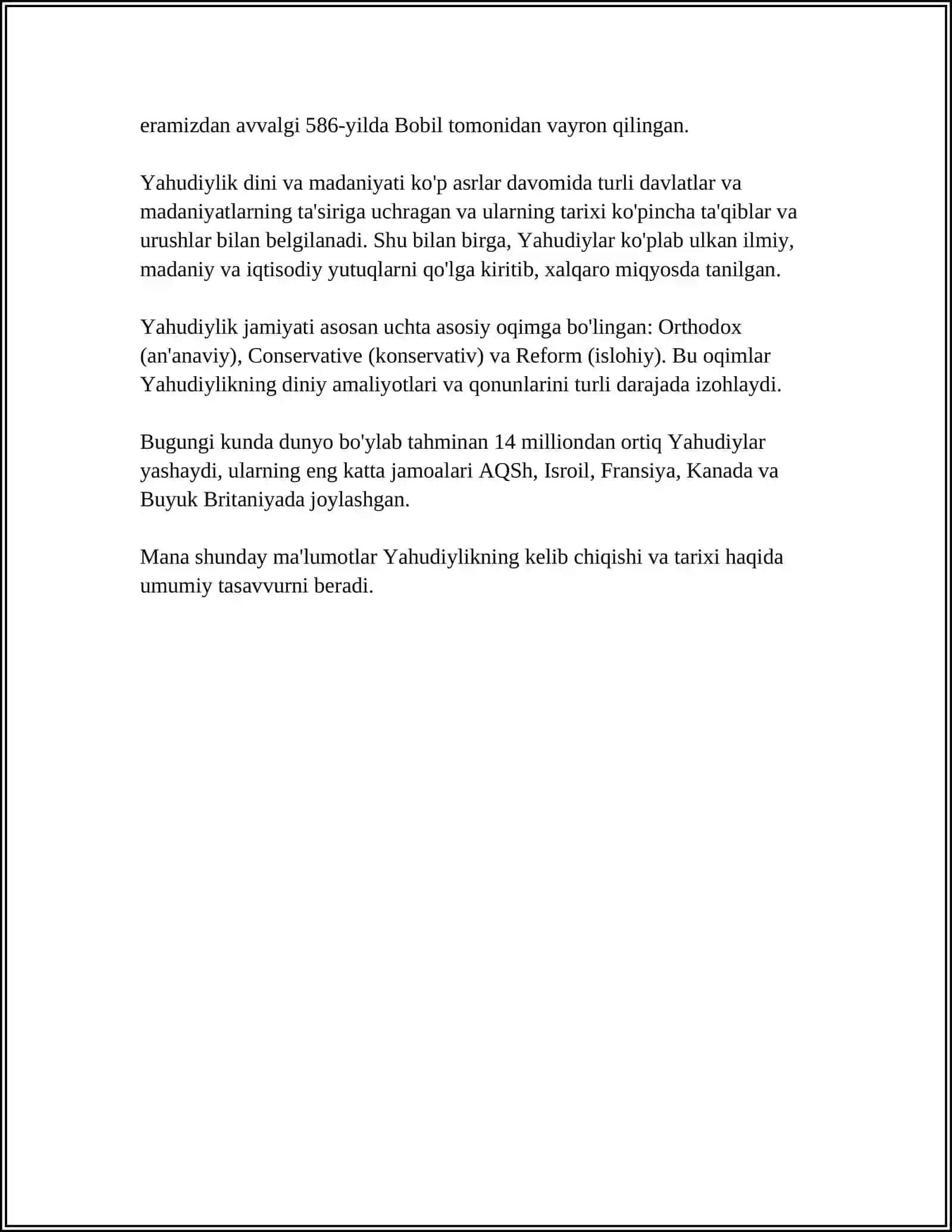YAHUDIYLIK TA'LIMOTI, AN'ANA VA MAROSIMLARI 4
