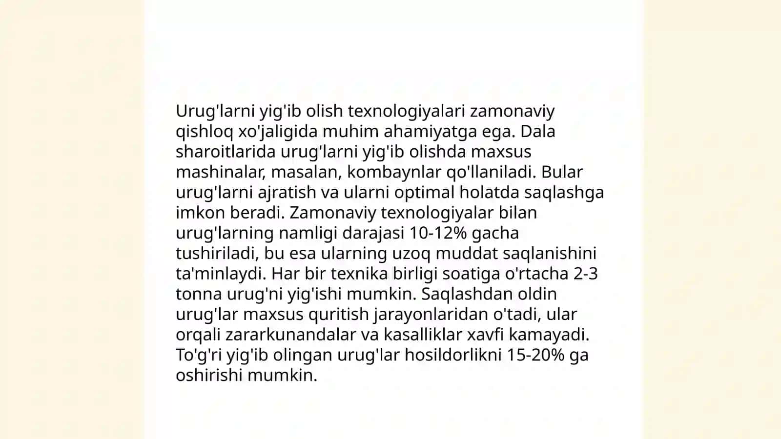 Urug'larni yig'ib olish va qayta ishlash 4