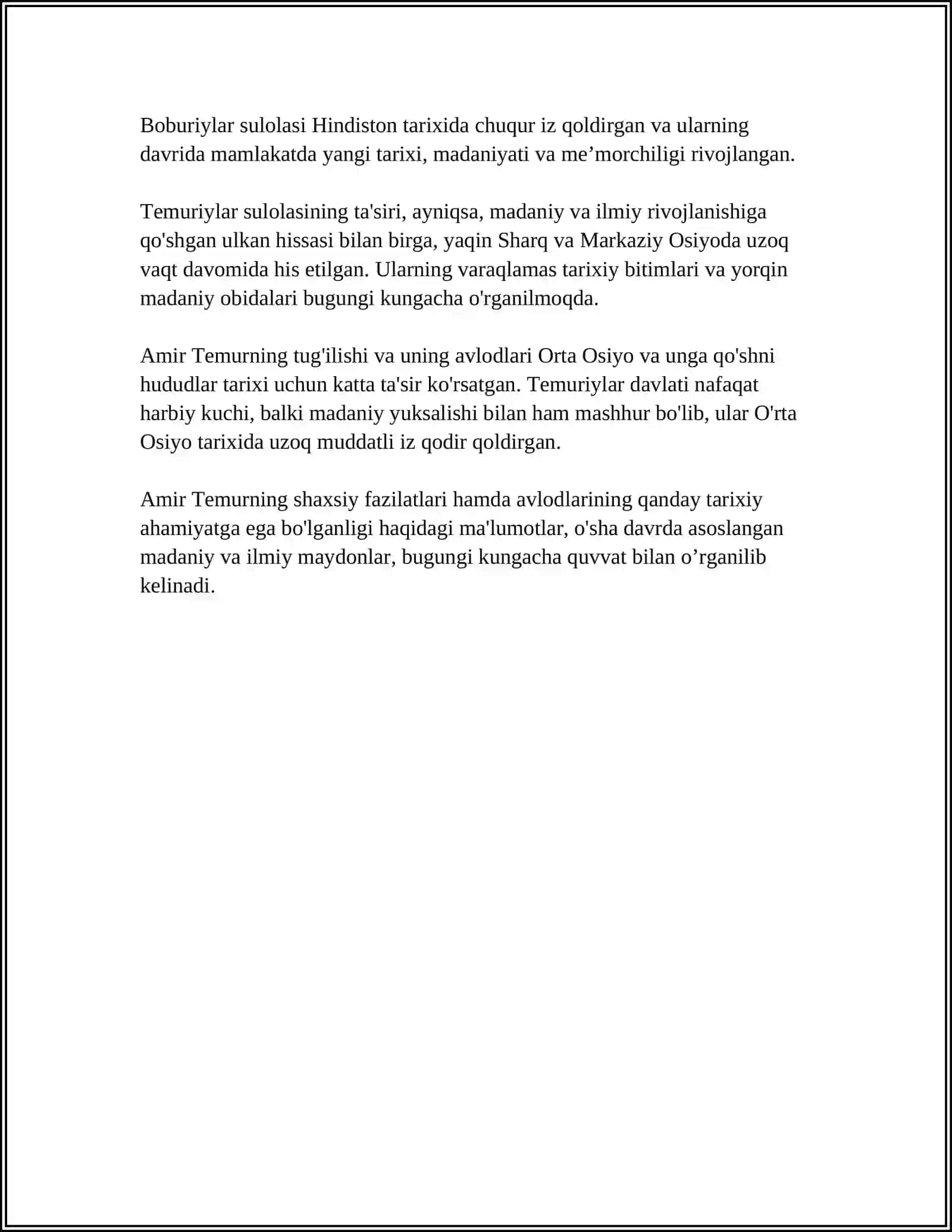 AMIR TEMUR HUKMDORLIK DAVRI 4