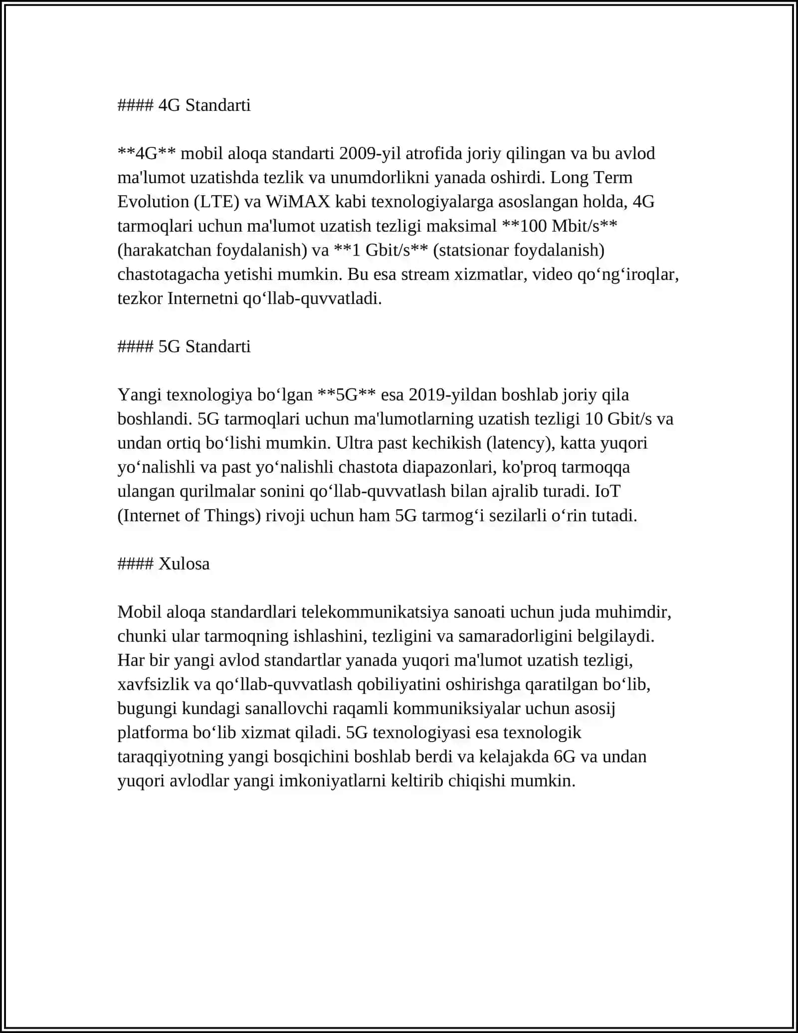 MOBIL ALOQA STANDARTLARI 4