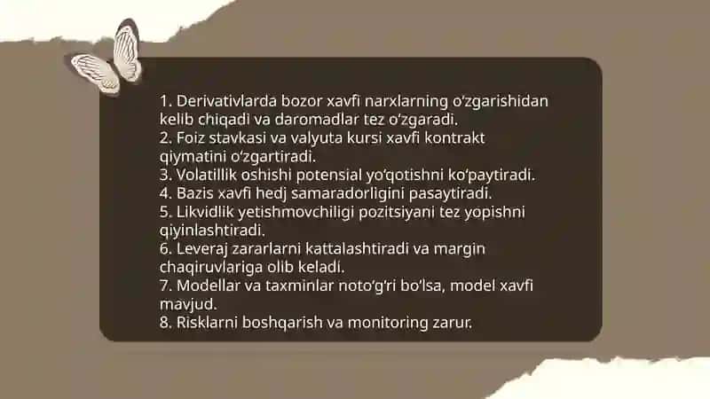 Leveraj va derivativlarda bozor risklari 4