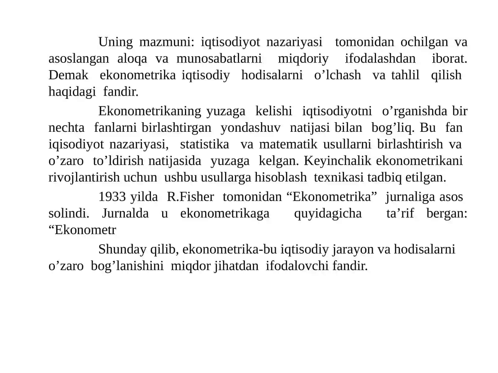 Ekonometrika fanining predmeti 4