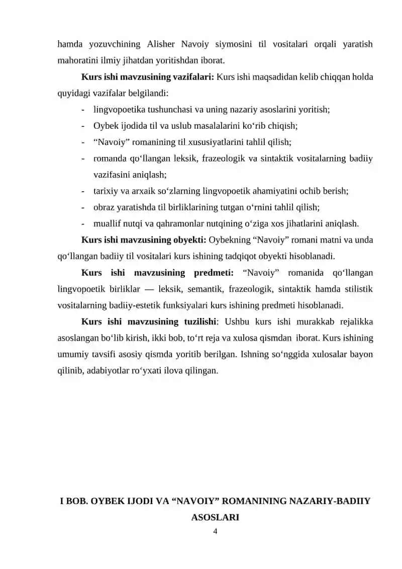 oybekning "Navoiy" romani lingvopoetikasi 4