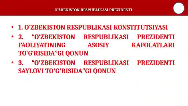O’zbekiston Respublikasida Prezidentlik lavozimi 4