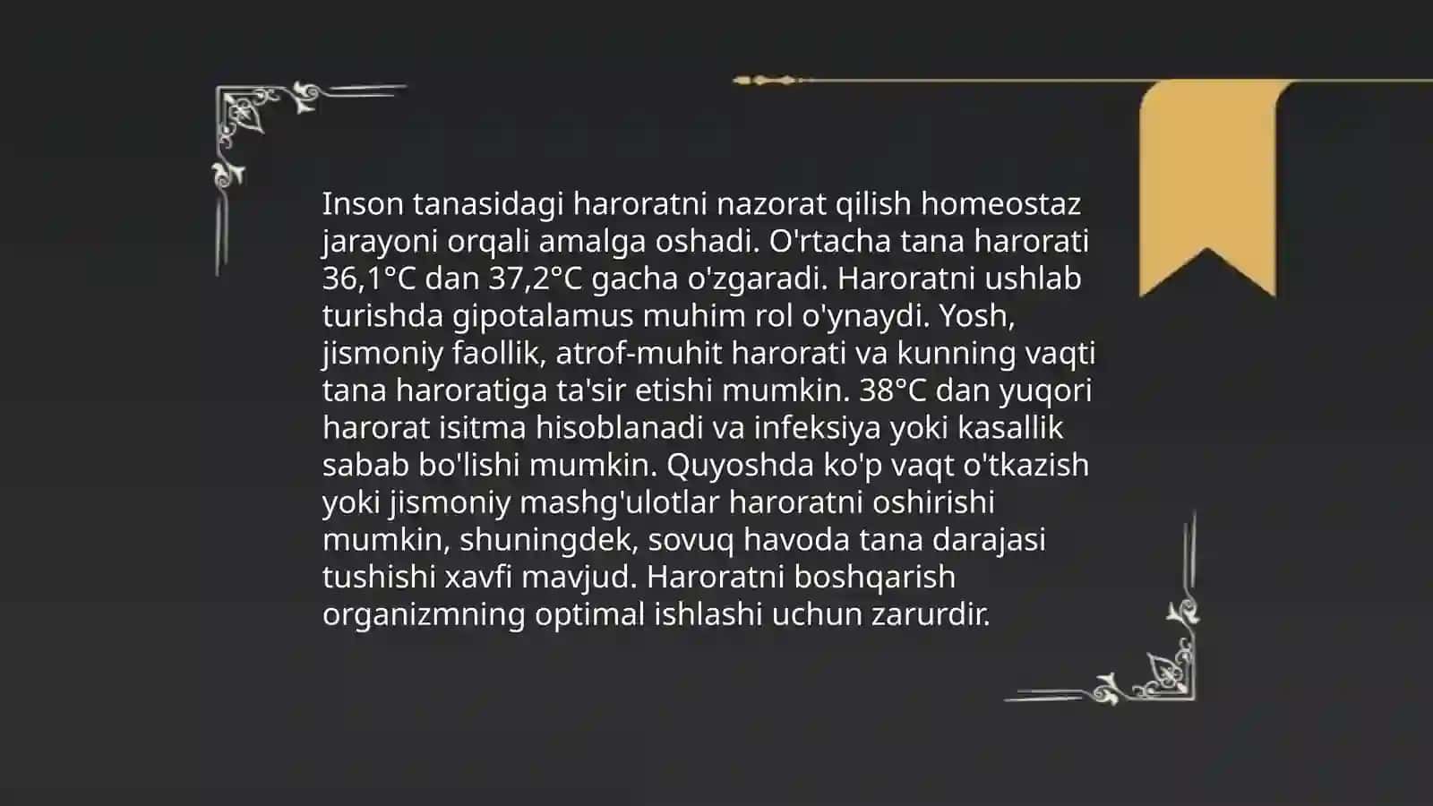 Isitma. Haroratning o'izgarkshlari Antropometriya 4