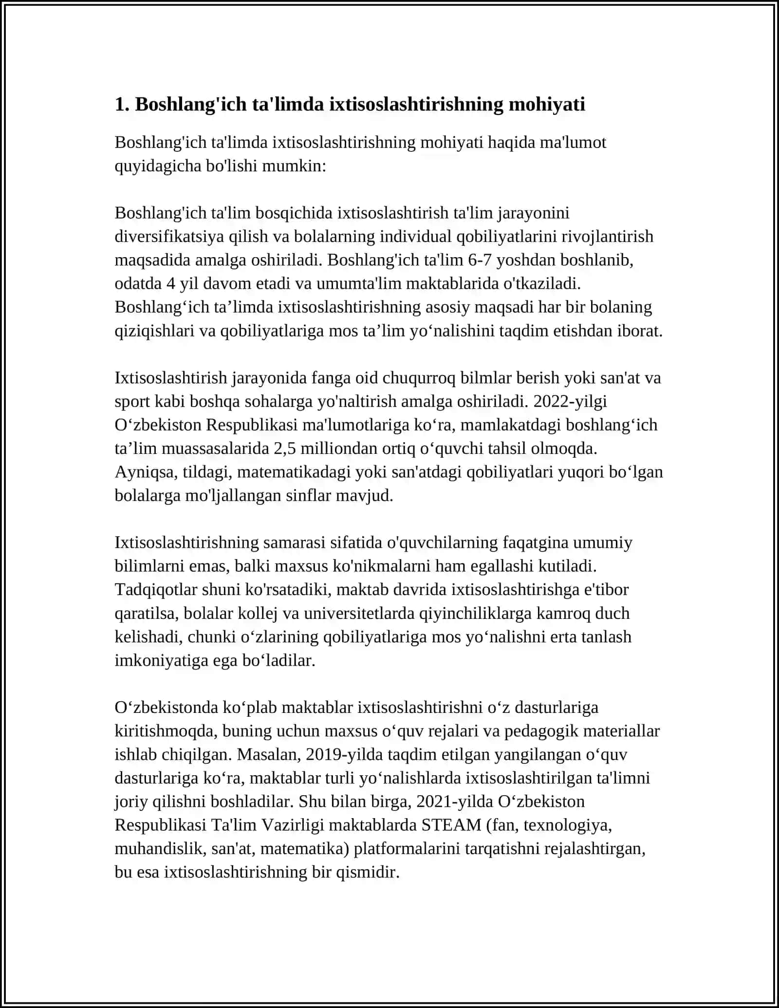 BOSHLANĢICH TA'LIMDA IXTISOSLASHTIRISHNING ASOSLARI 4