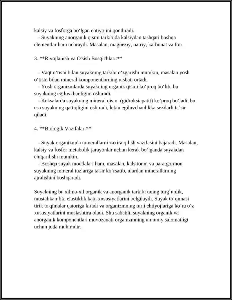 MUSTAQIL ISH Mavzu: SUYAKLAR TARKIBI VA YOSH XUSUSIYATLARI 4