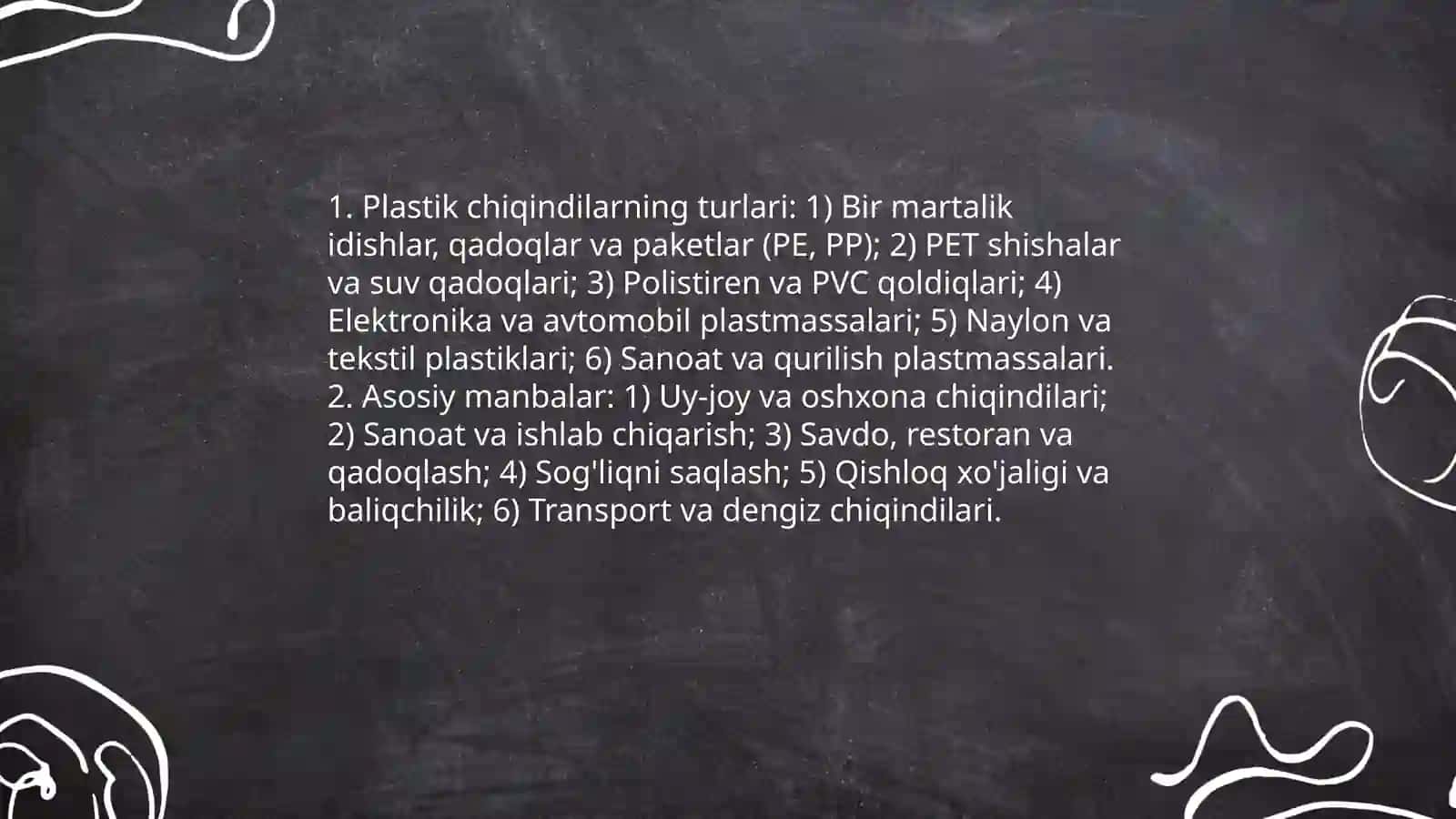 Chiqindilar va plastik muammolar mavzusiga slayd 10 varoq 4