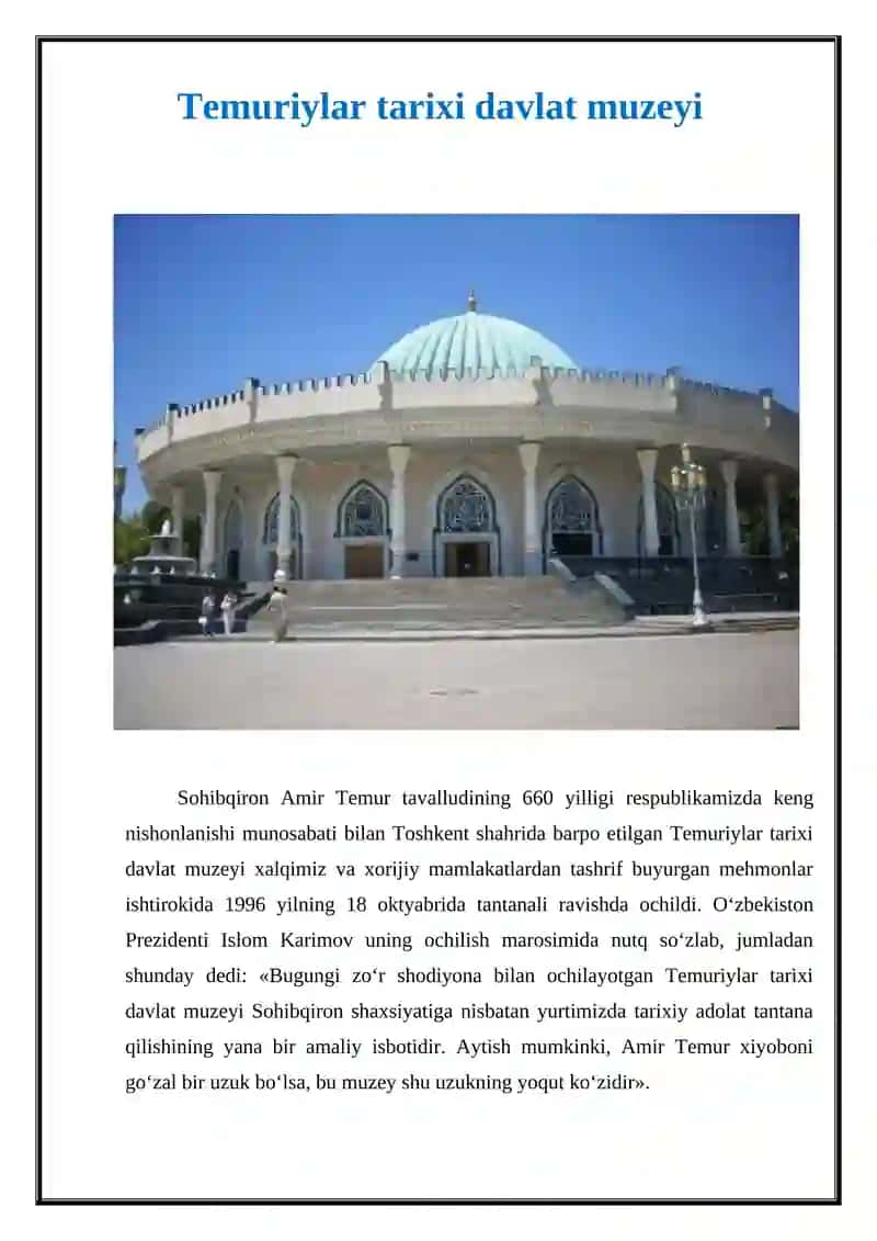 O‘ZBEKISTON TARIXI DAVLAT MUZEYI 4