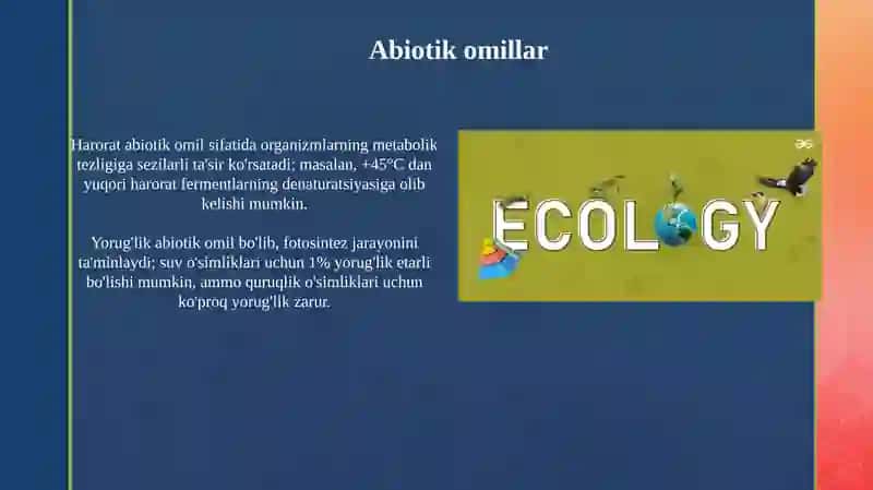 Ekologik omillar.Biotik aloqa turlari 4