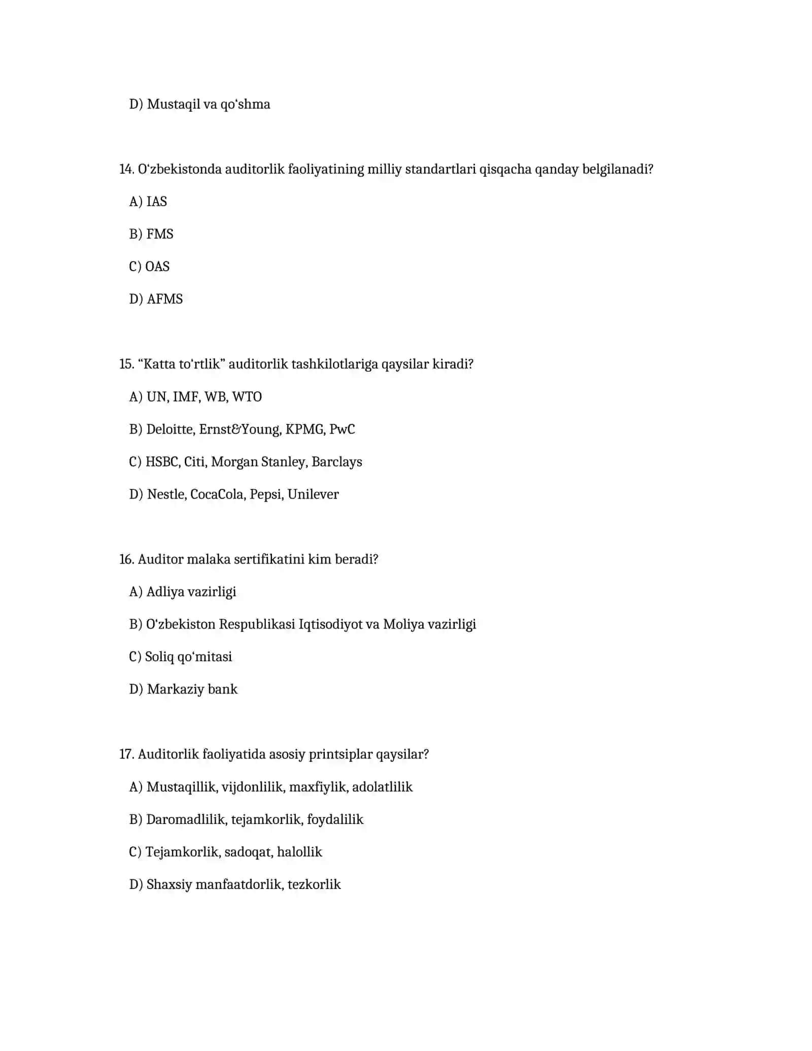 Audit fanidan nzorat topshiriqlari 4