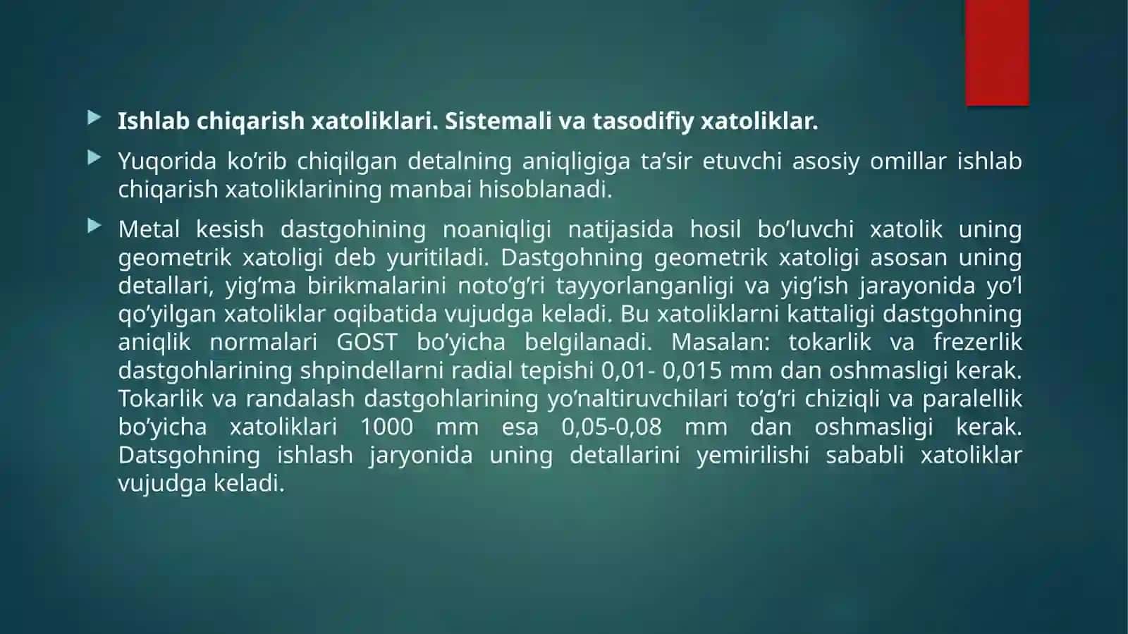 Detallarga ishlov berish aniqligini tahlil qilish 4