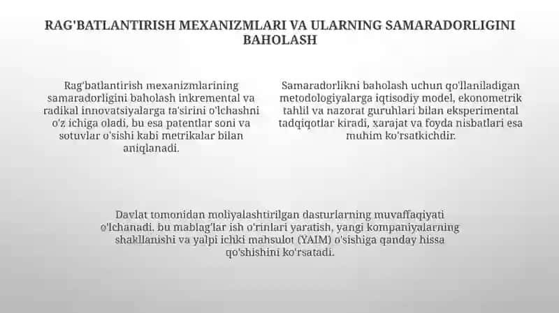 Innovatsion faoliyatni moliyaviy rag'batlantirish 4