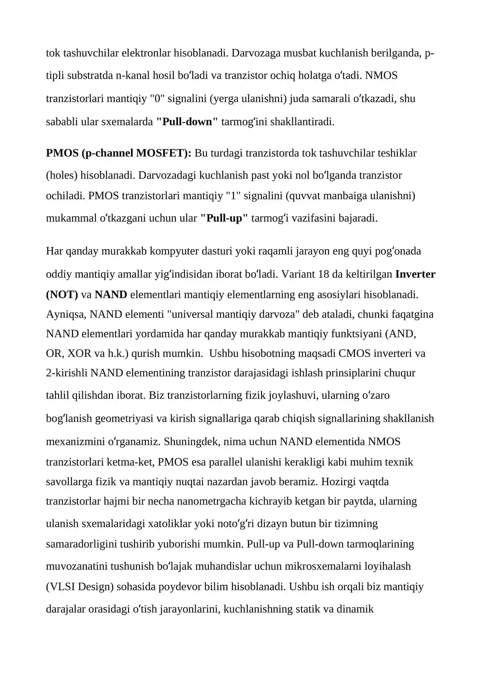 CMOS: inverter va NAND tranzistor darajada (konsept) 4