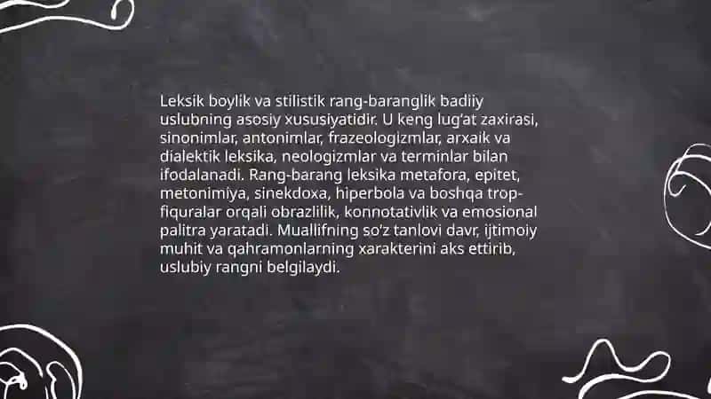 Badiiy uslub va uning o'ziga xos til xususiyatlari 4