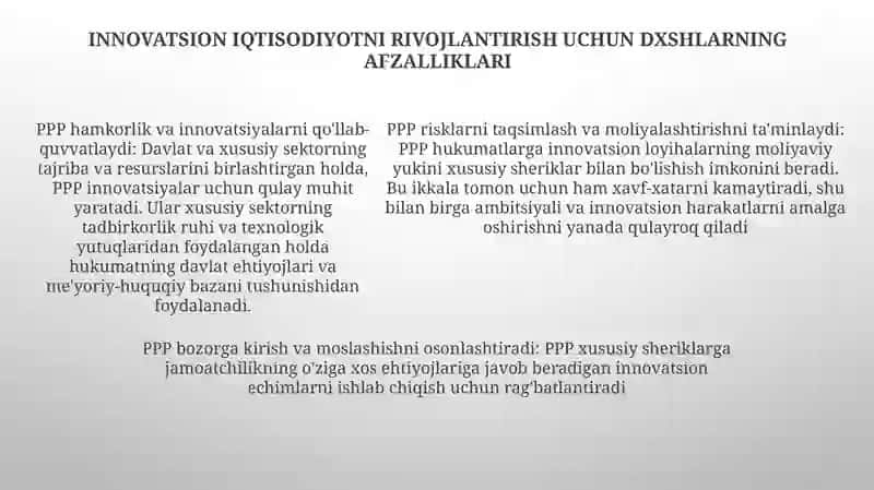 Davlat-xususiy sheriklik (PPP) 4