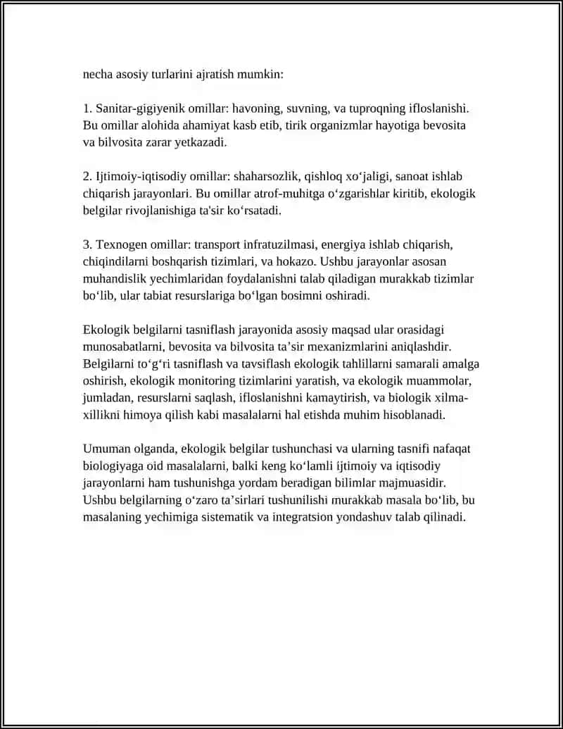 EKOLOGIK BELGILARNING TASNIFI 4