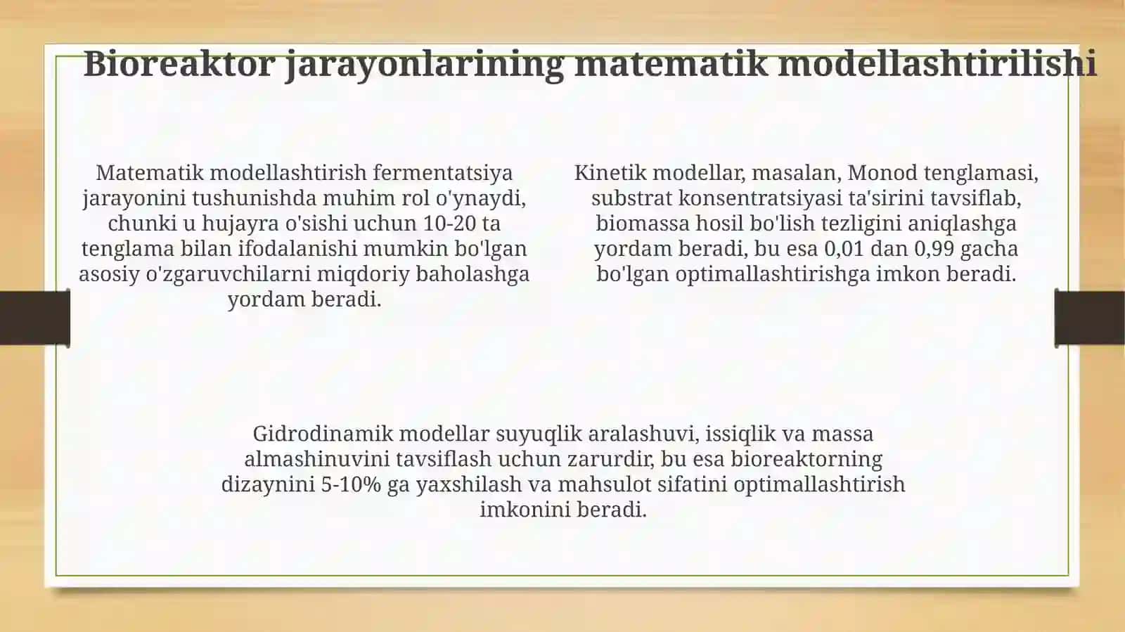 Bioreaktor ish rejimini modellashtirish va optimallashtirish 4