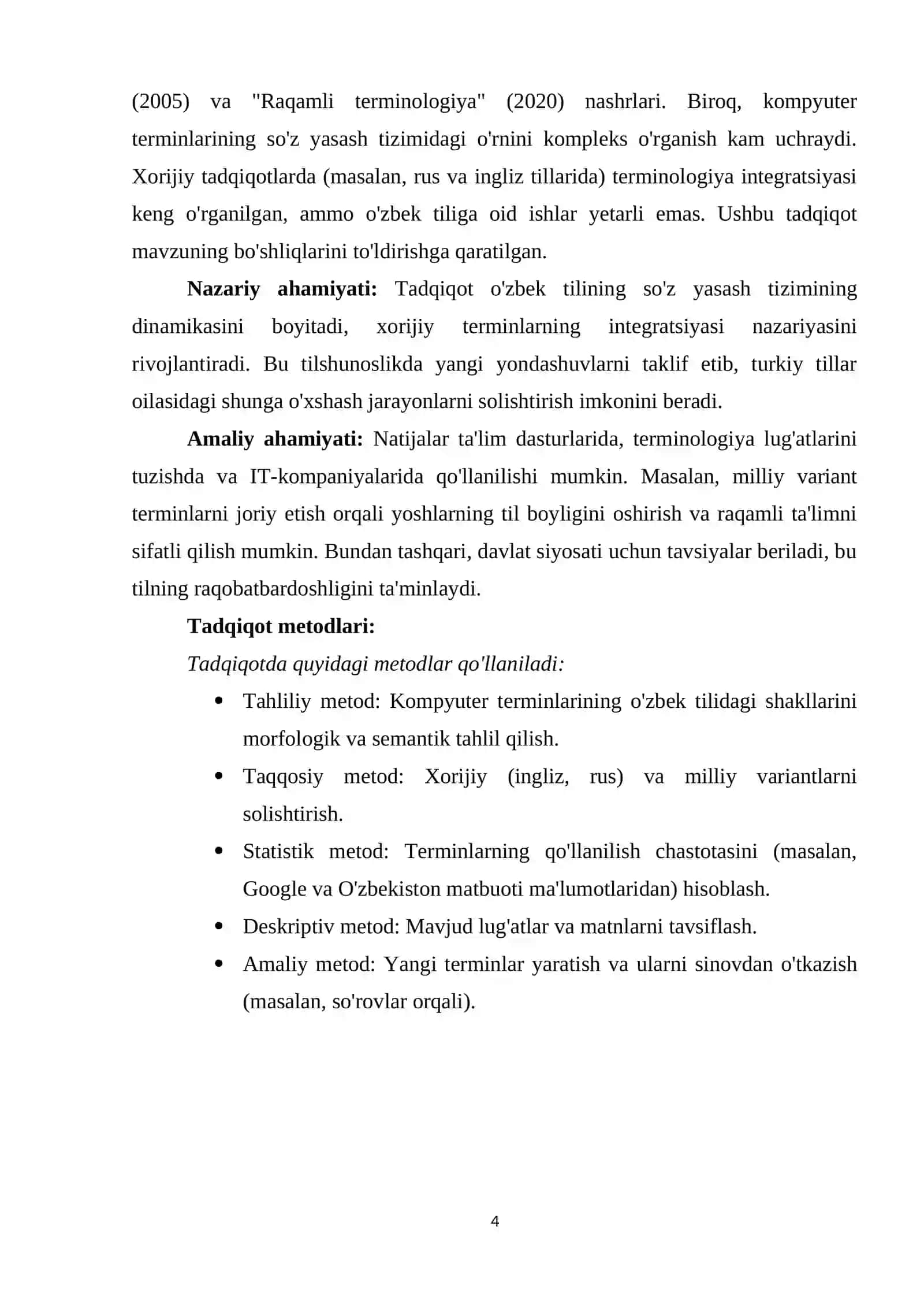 O'zbek tili so'z yasash tizimida kompyuter terminlarining o'rni 4
