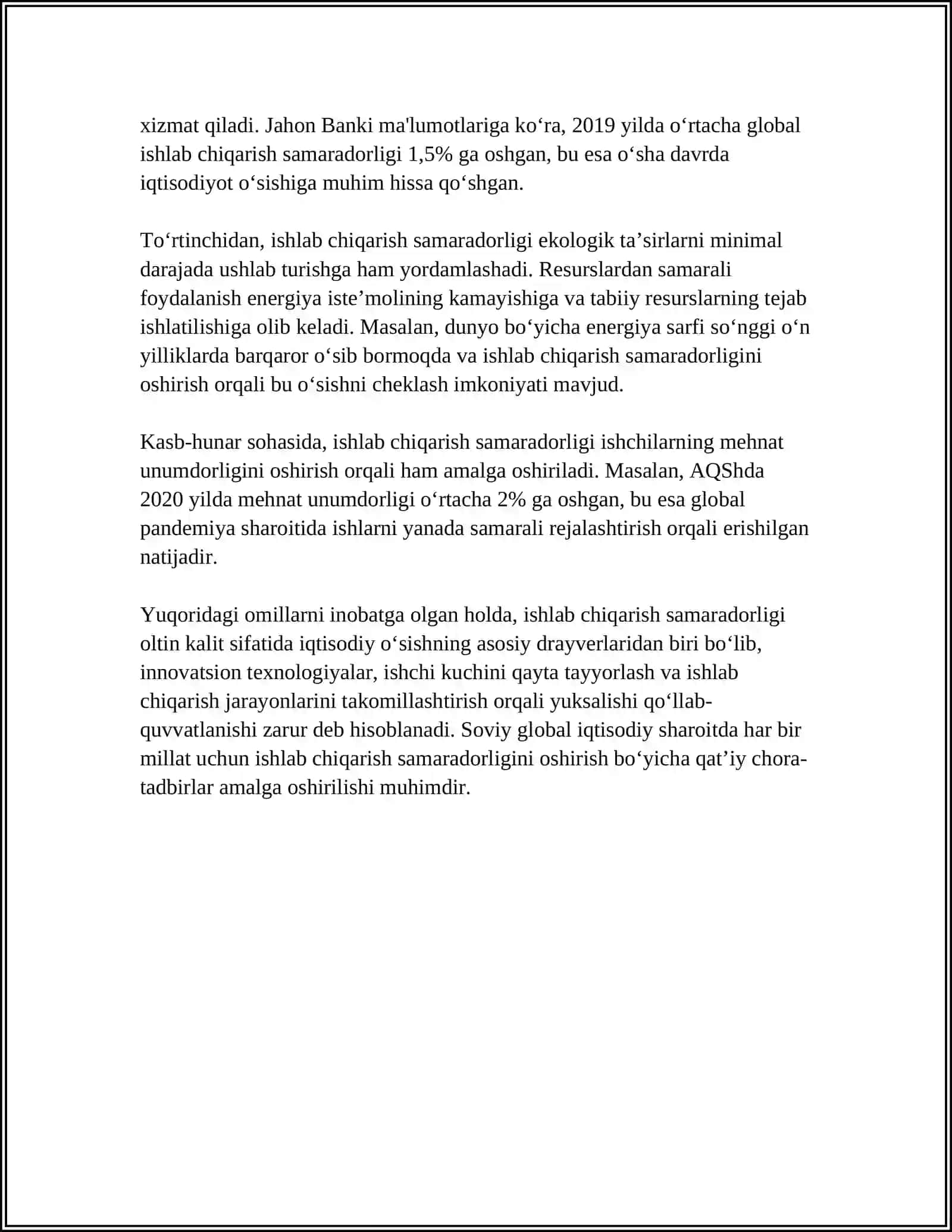 ISHLAB CHIQARISH SAMARADORLIGI 4