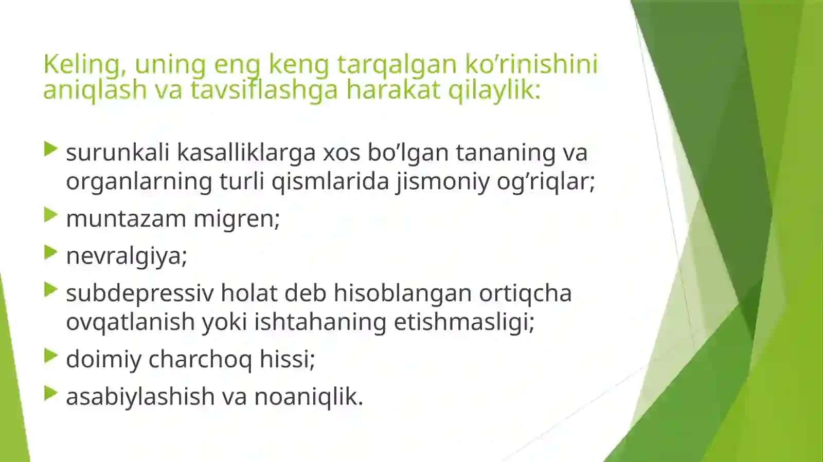 Niqoblangan depressiya klinik ko'rinishlari 4