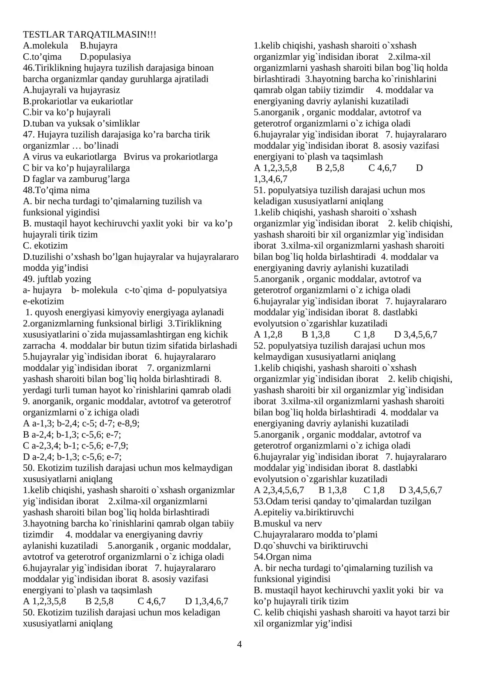 Organik olamning turli tumanligi 4