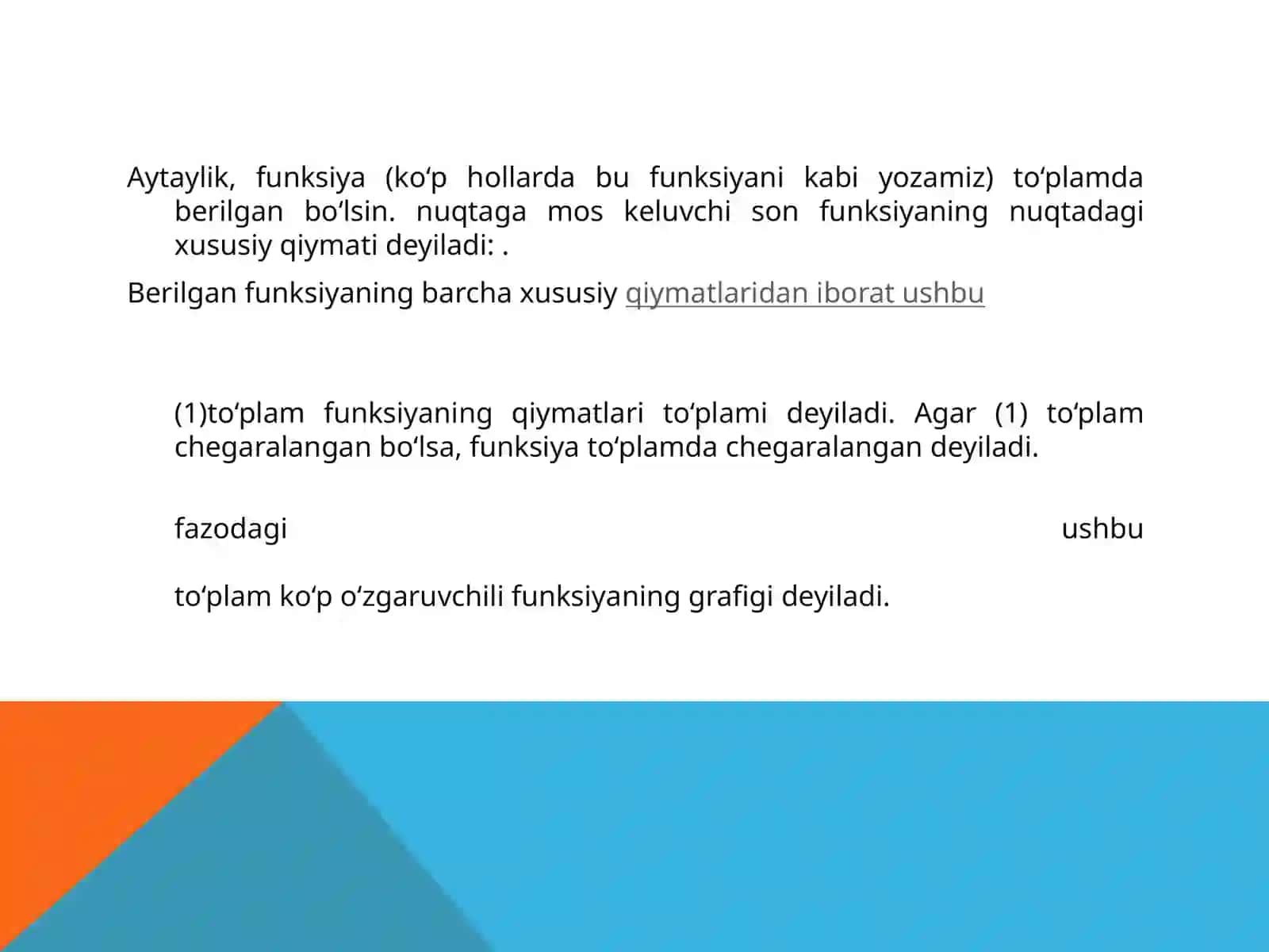KO’P O’ZGARUVCHILI FUNKSIYANING NUQTADAGI LIMITI 4