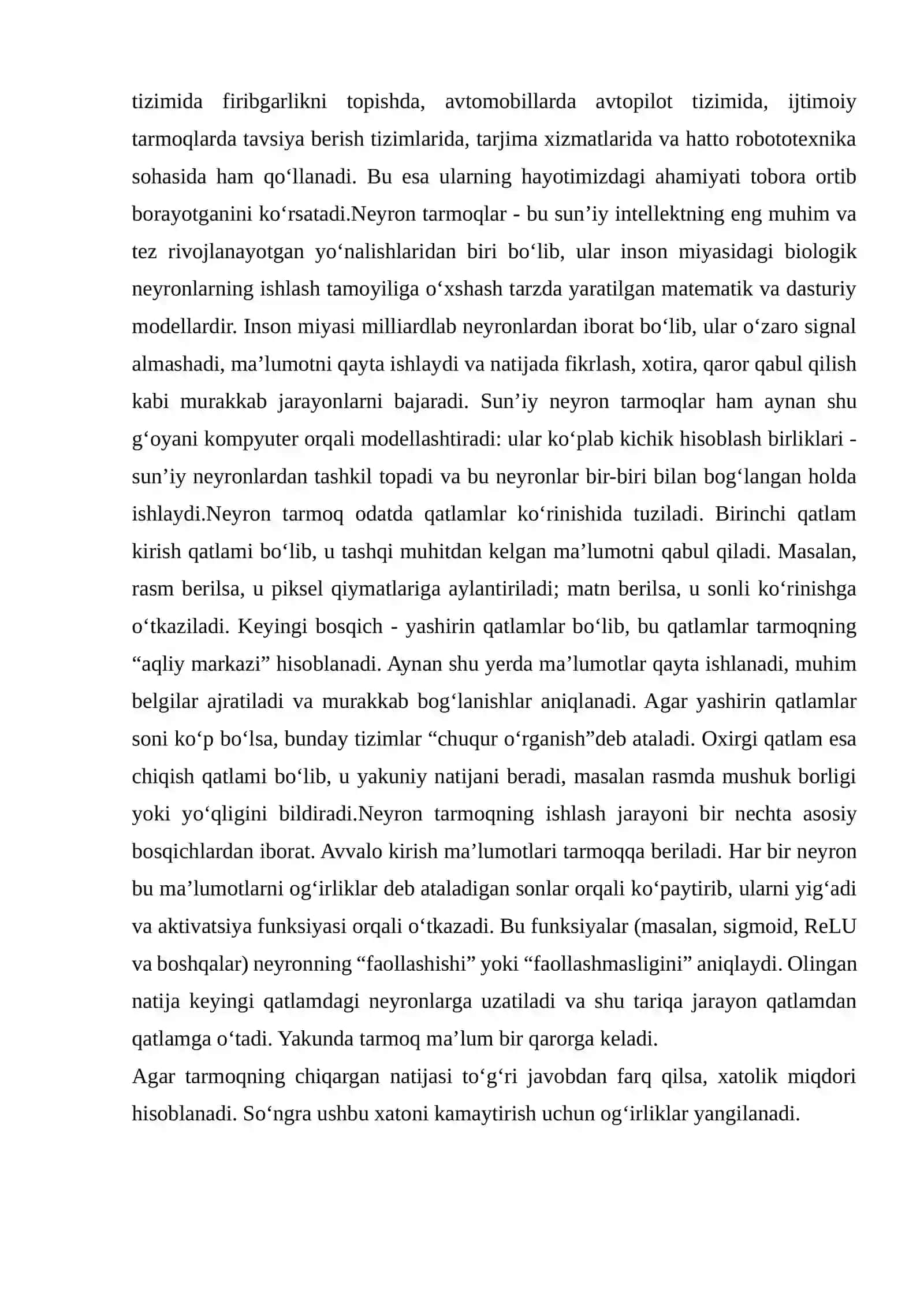 Neyron tarmoq texnalogiyalari tasnifi 4