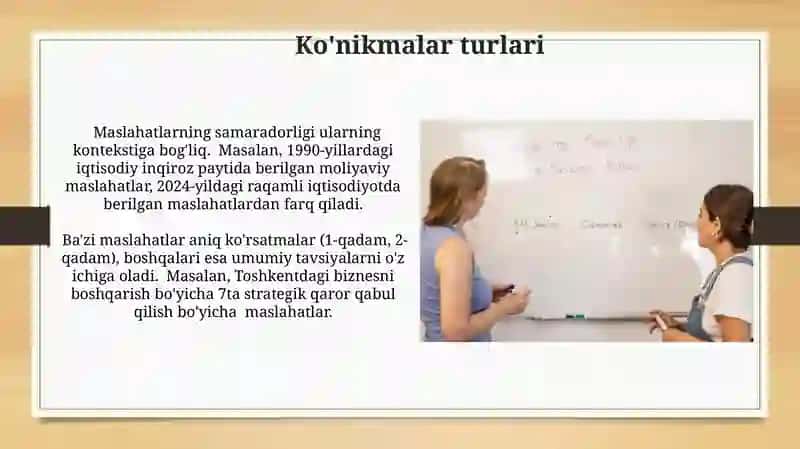 Maslahat Turlari va Ko'nikmalari 4