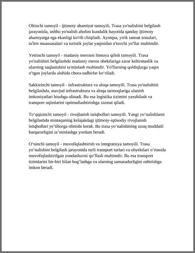 TRASA YONALISHINING ASOSIY QOIDALARI 4