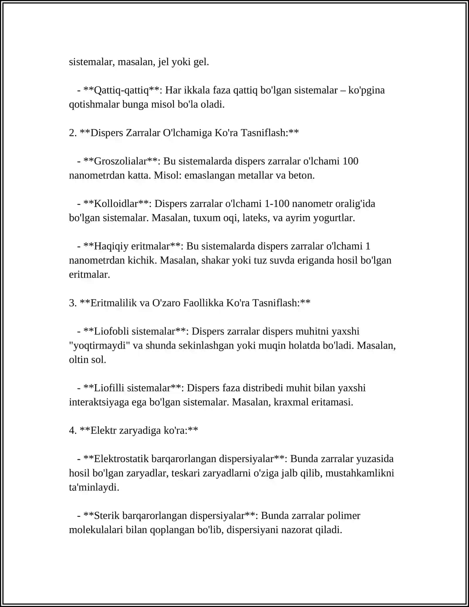 DISPERS SISTEMALAR VA ULARNING TURLARI 4