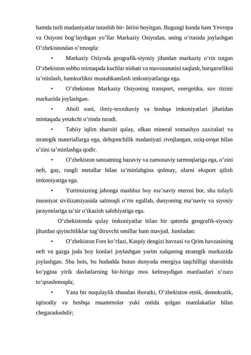O'ZBEKISTONNING XALQARO ALOQALARI 4